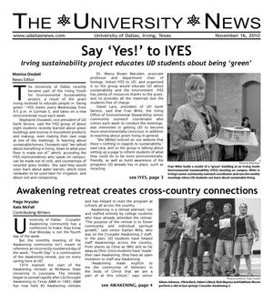 Primary view of object titled 'The University News (Irving, Tex.), Vol. 36, No. 10, Ed. 1 Tuesday, November 16, 2010'.