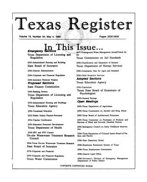 Primary view of object titled 'Texas Register, Volume 15, Number 34, Pages 2535-2608, May 4, 1990'.
