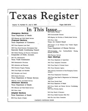 Primary view of object titled 'Texas Register, Volume 15, Number 51, Pages 3825-3878, July 6, 1990'.