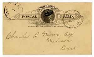 Primary view of object titled '[Postcard from J. K. Dodd to C. B. Moore, March 22, 1890]'.