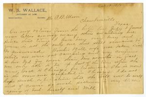 Primary view of object titled '[Letter from Camilla Wallace to Charles Moore, October 19, 1896]'.