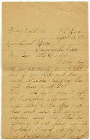Primary view of object titled '[Letter from Lula Dalton to Linnet Moore, April 28 - May 4, 1899]'.
