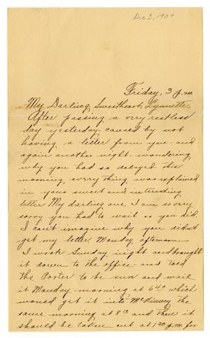 Primary view of object titled '[Letter from Claude D. White to Linnet Moore, December 3, 1900]'.