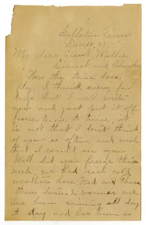 Primary view of object titled '[Letter from Birdie McGee McKinley to Mary Moore, Claude White, and Linnet Moore White, December 12, 1909]'.