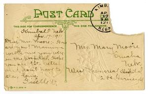 Primary view of object titled '[Postcard for Mary Ann Moore, April 17, 1911]'.