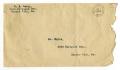 Primary view of [Envelope for Mr. Claude White, June, 1912]