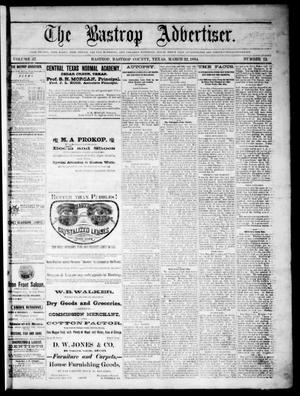 Primary view of object titled 'The Bastrop Advertiser (Bastrop, Tex.), Vol. 27, No. 12, Ed. 1 Saturday, March 22, 1884'.