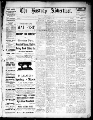 Primary view of object titled 'The Bastrop Advertiser (Bastrop, Tex.), Vol. 34, No. 11, Ed. 1 Saturday, April 18, 1891'.
