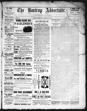 Primary view of object titled 'The Bastrop Advertiser (Bastrop, Tex.), Vol. 35, No. 27, Ed. 1 Saturday, August 12, 1893'.