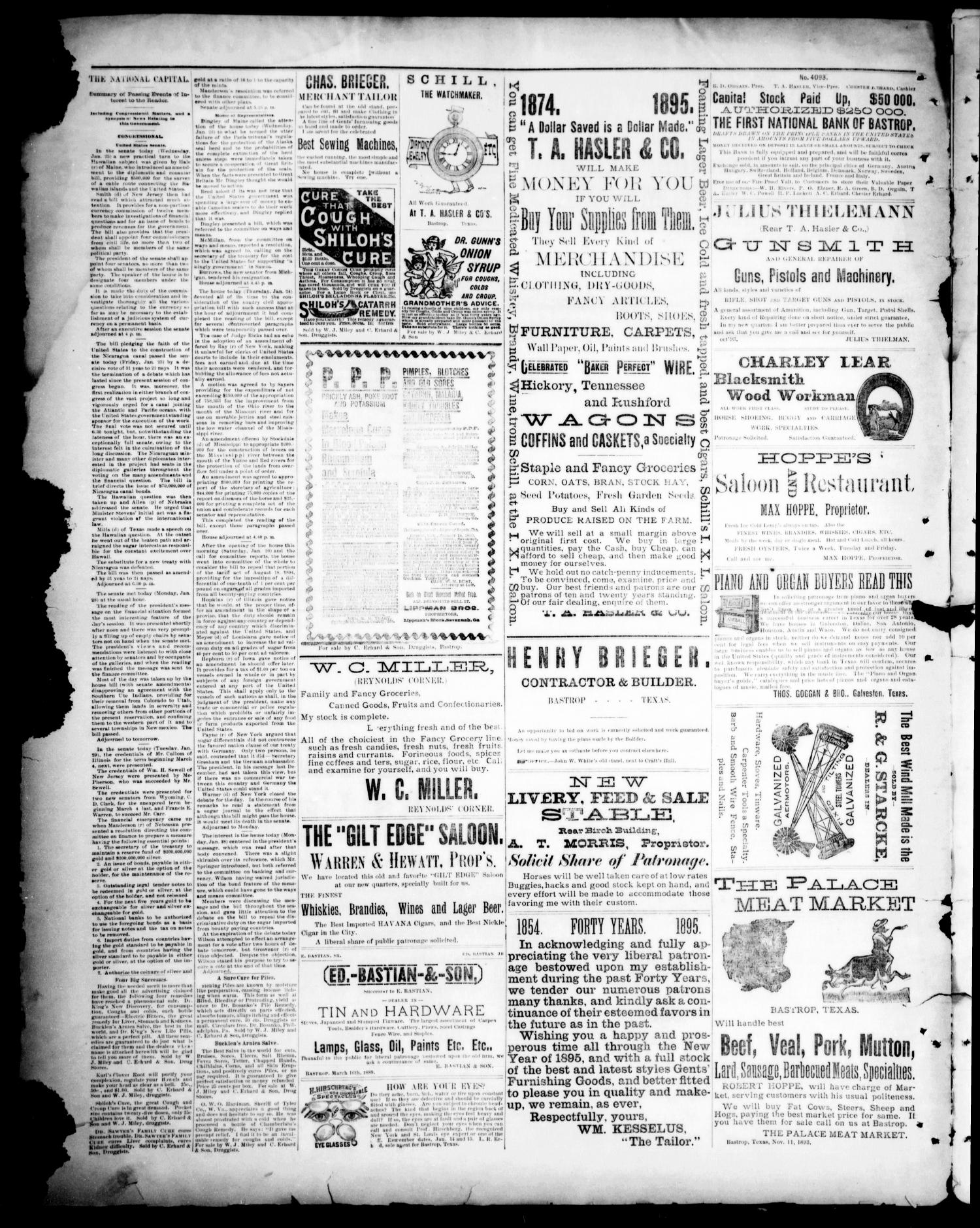 The Bastrop Advertiser (Bastrop, Tex.), Vol. 39, No. 5, Ed. 1 Saturday, February 2, 1895
                                                
                                                    [Sequence #]: 4 of 4
                                                
