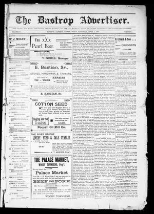 Primary view of object titled 'The Bastrop Advertiser (Bastrop, Tex.), Vol. 47, No. 5, Ed. 1 Saturday, April 1, 1899'.