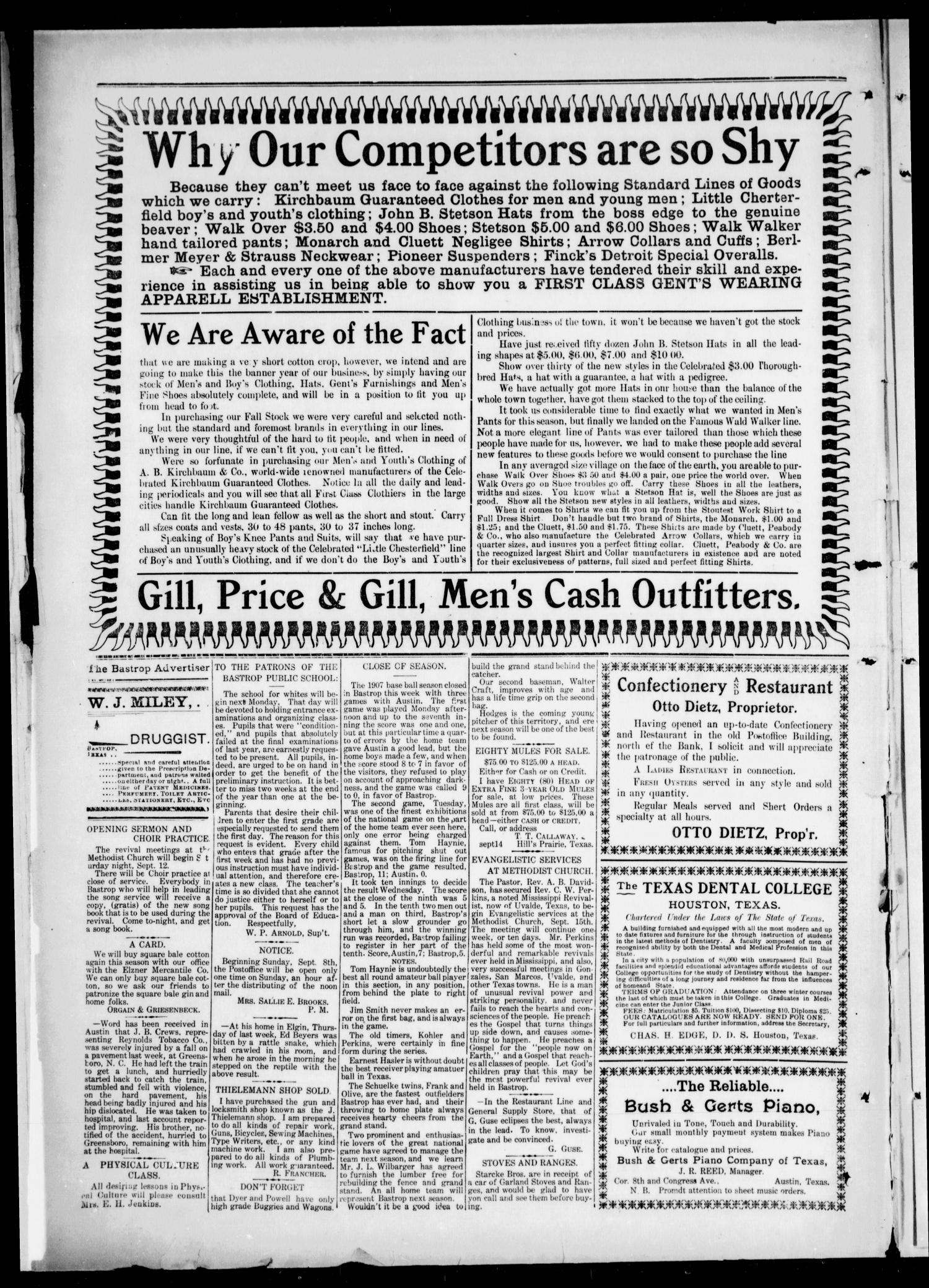 The Bastrop Advertiser (Bastrop, Tex.), Vol. 55, No. 24, Ed. 1 Saturday, September 14, 1907
                                                
                                                    [Sequence #]: 2 of 8
                                                