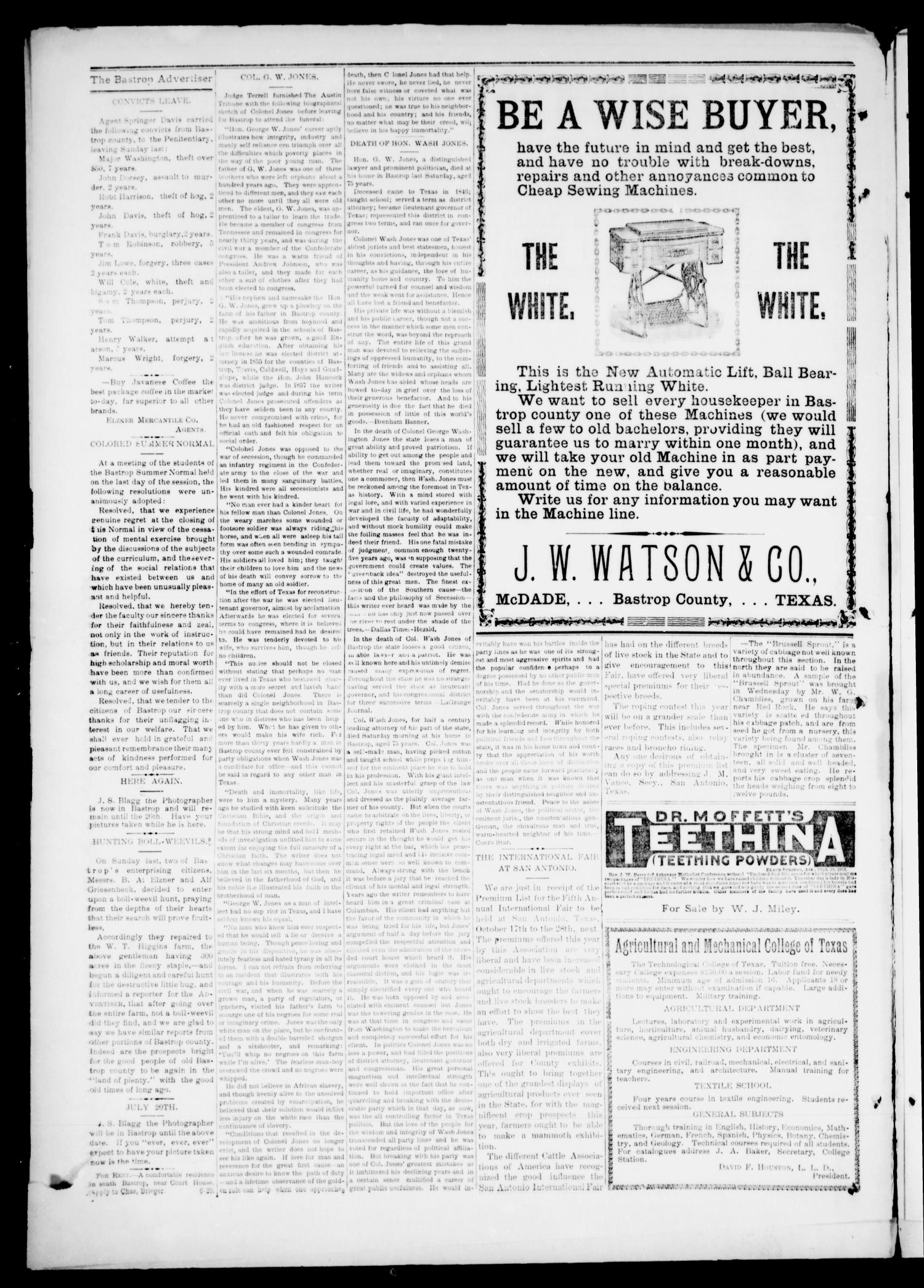 The Bastrop Advertiser (Bastrop, Tex.), Vol. 51, No. 21, Ed. 1 Saturday, July 18, 1903
                                                
                                                    [Sequence #]: 2 of 8
                                                
