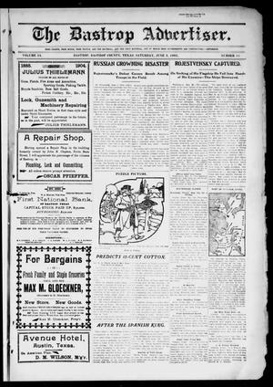 Primary view of object titled 'The Bastrop Advertiser (Bastrop, Tex.), Vol. 53, No. 11, Ed. 1 Saturday, June 3, 1905'.