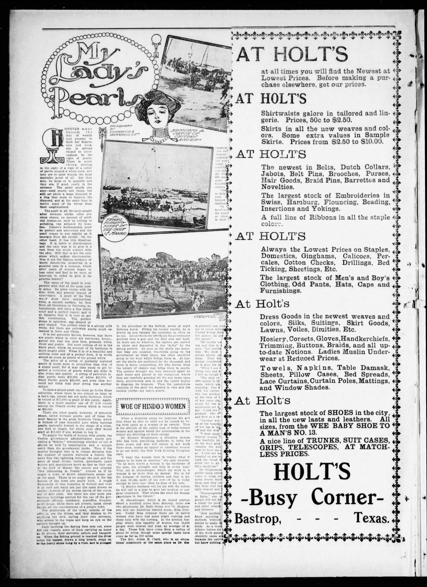 The Bastrop Advertiser (Bastrop, Tex.), Vol. 57, No. 51, Ed. 1 Saturday, April 9, 1910
                                                
                                                    [Sequence #]: 2 of 8
                                                