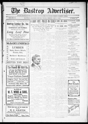 Primary view of The Bastrop Advertiser (Bastrop, Tex.), Vol. 60, No. 30, Ed. 1 Friday, November 8, 1912