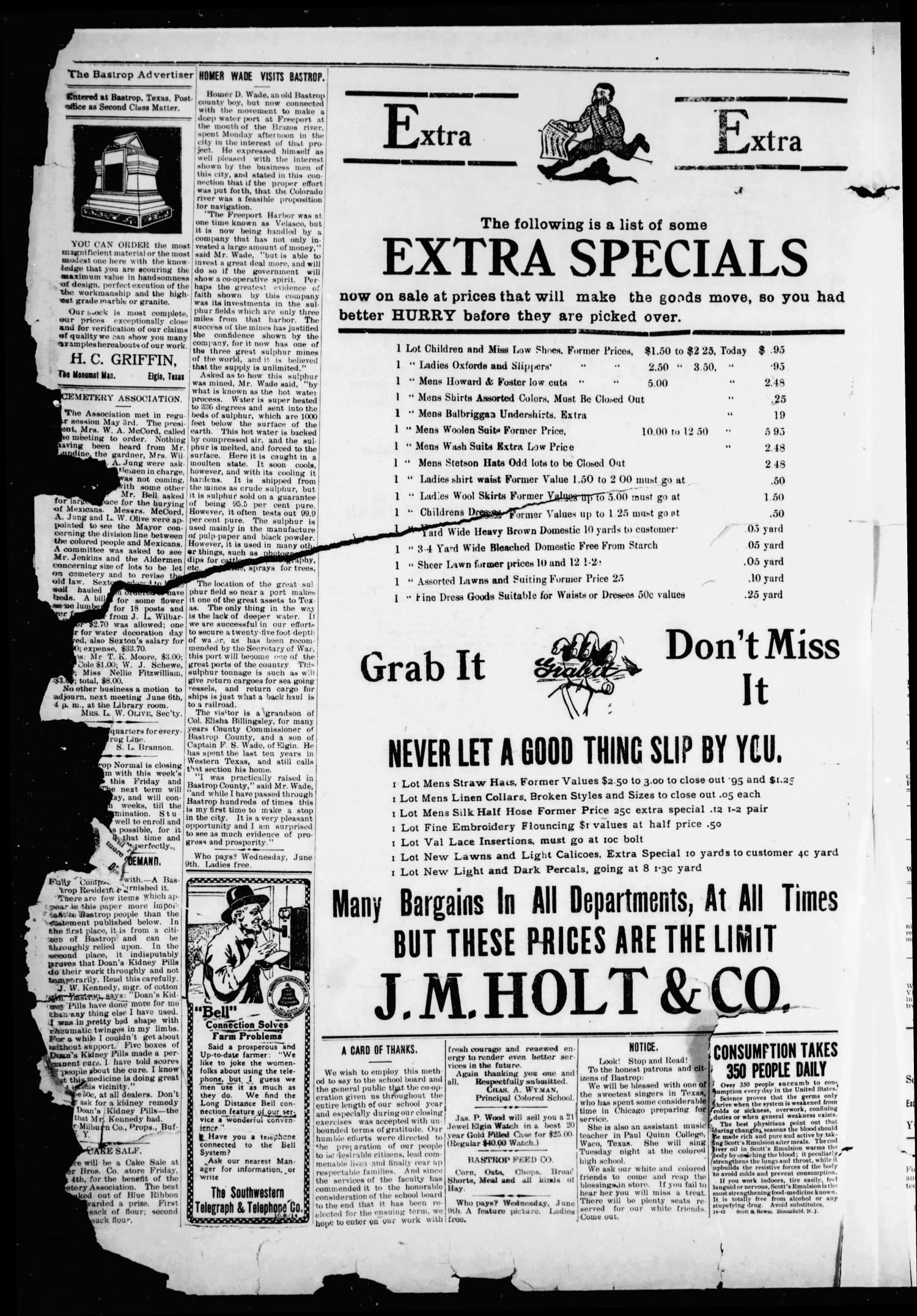 The Bastrop Advertiser (Bastrop, Tex.), Vol. 63, No. 7, Ed. 1 Friday, June 4, 1915
                                                
                                                    [Sequence #]: 2 of 6
                                                
