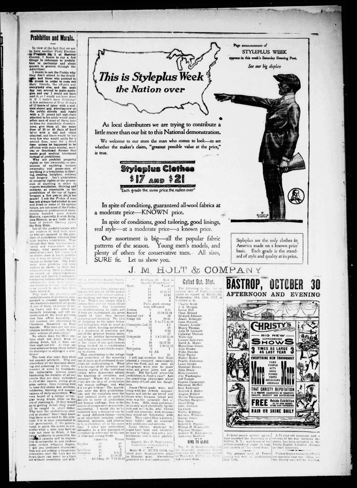 The Bastrop Advertiser (Bastrop, Tex.), Vol. 65, No. 27, Ed. 1 Friday, October 26, 1917
                                                
                                                    [Sequence #]: 7 of 8
                                                