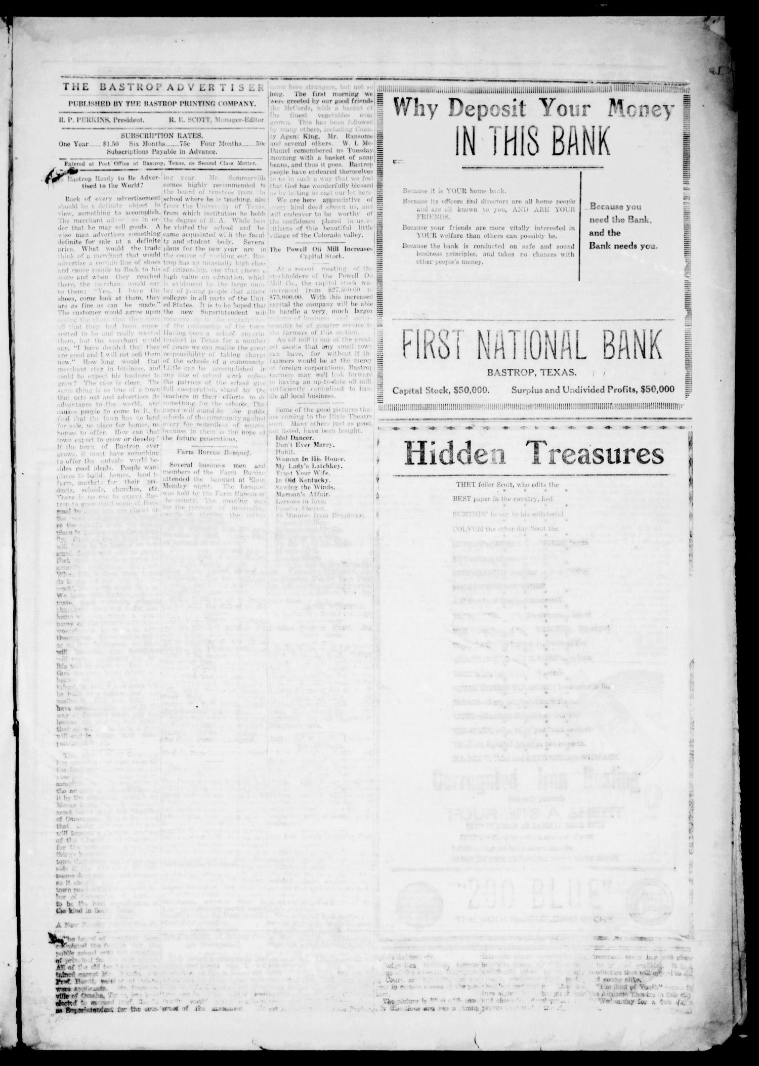 The Bastrop Advertiser (Bastrop, Tex.), Vol. 68, No. 44, Ed. 1 Thursday, June 2, 1921
                                                
                                                    [Sequence #]: 3 of 8
                                                