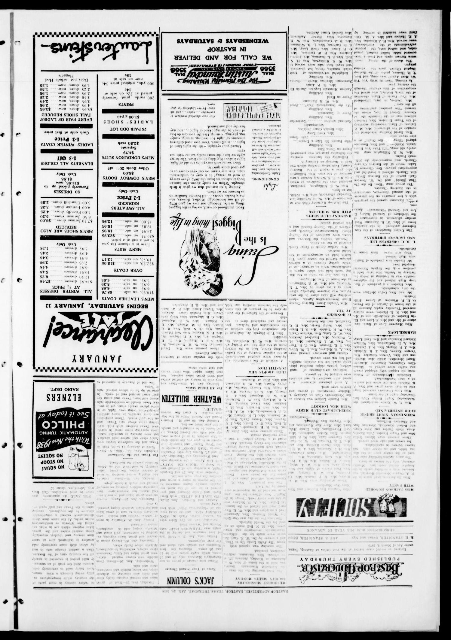 Bastrop Advertiser (Bastrop, Tex.), Vol. 84, No. 44, Ed. 1 Thursday, January 20, 1938
                                                
                                                    [Sequence #]: 2 of 6
                                                