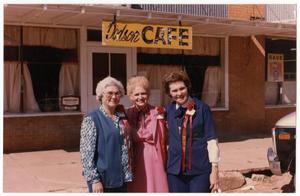 Primary view of object titled '[Three women outside cafe]'.