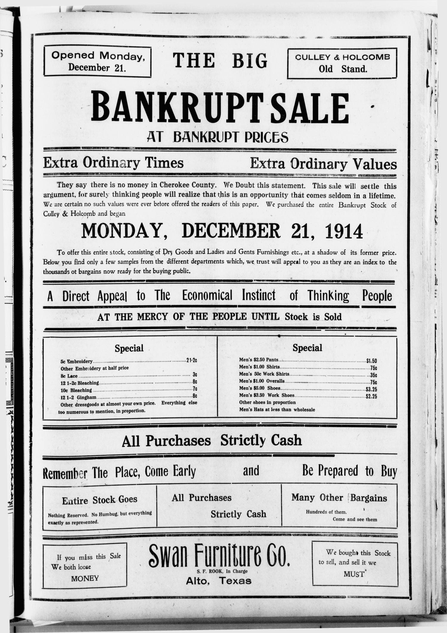 The Alto Herald (Alto, Tex.), Vol. 15, No. 1, Ed. 1 Thursday, December 24, 1914
                                                
                                                    [Sequence #]: 5 of 8
                                                