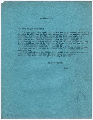 [Letter from Dr. Edwin D. Moten to Myrtle Moten Dabney, April 16, 1947]