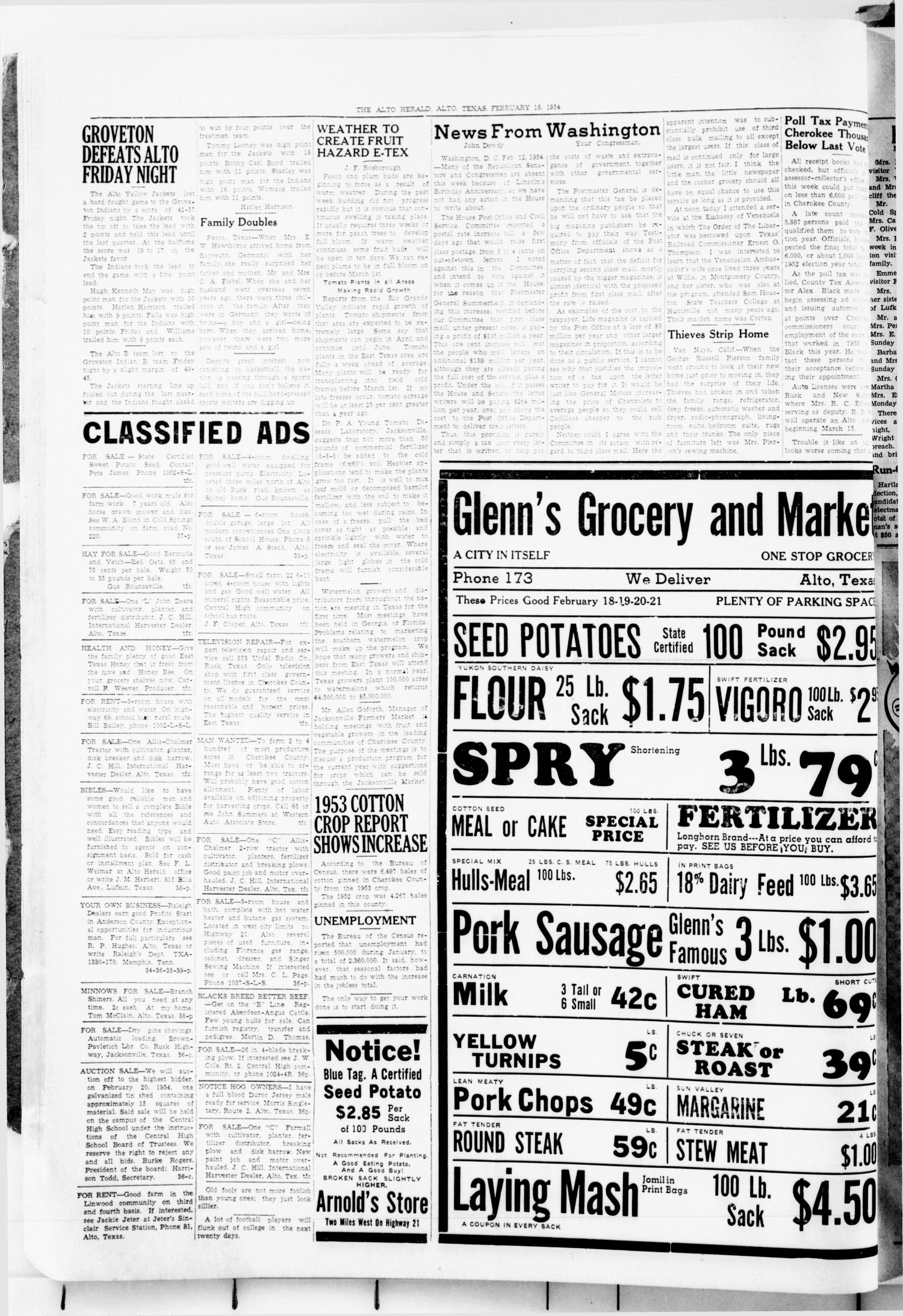 The Alto Herald (Alto, Tex.), No. 36, Ed. 1 Thursday, February 18, 1954
                                                
                                                    [Sequence #]: 4 of 8
                                                