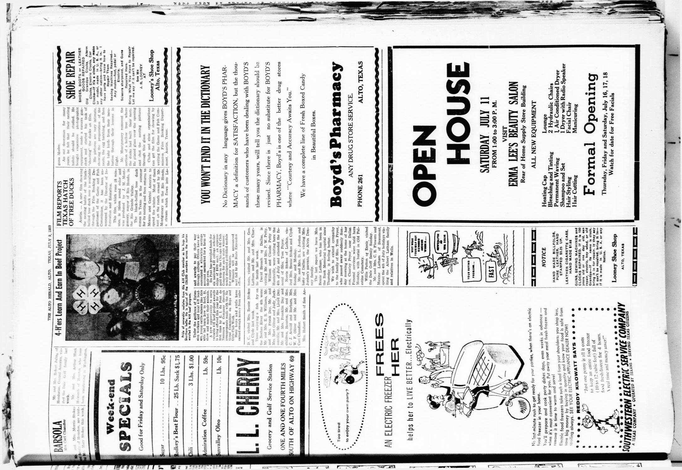 The Alto Herald (Alto, Tex.), No. 5, Ed. 1 Thursday, July 9, 1959
                                                
                                                    [Sequence #]: 3 of 10
                                                