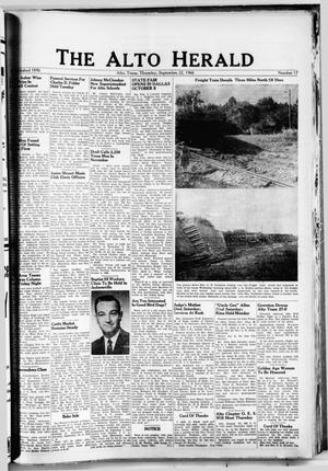 Primary view of object titled 'The Alto Herald (Alto, Tex.), No. 17, Ed. 1 Thursday, September 22, 1966'.