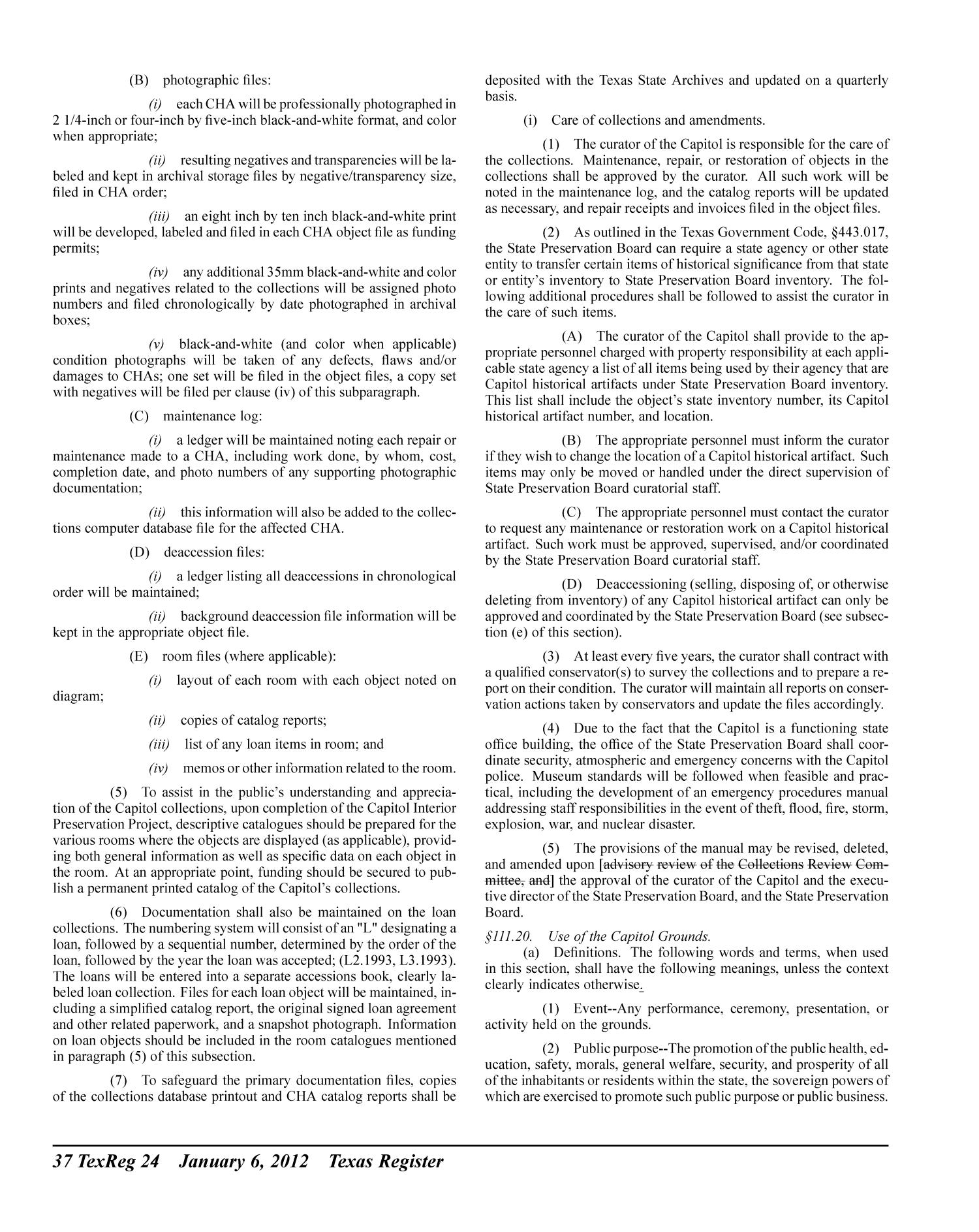 Texas Register, Volume 37, Number 1, Pages 1-84, January 6, 2012
                                                
                                                    24
                                                