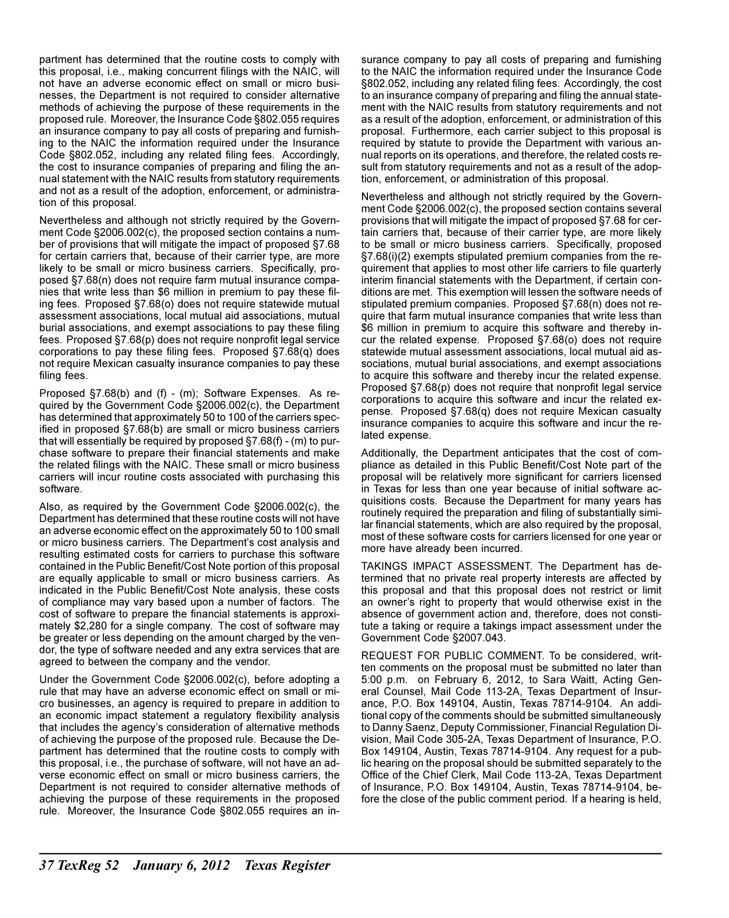 Texas Register, Volume 37, Number 1, Pages 1-84, January 6, 2012
                                                
                                                    52
                                                