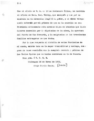 Primary view of [Transcript of letter from Alejo Garcia, March 26, 1821]
