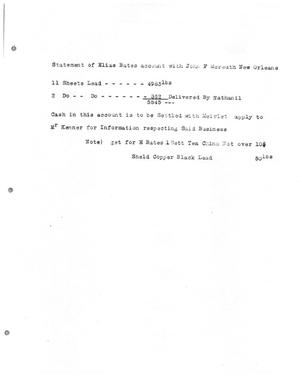 Primary view of object titled '[Transcript of Statement for the Account of Elias Bates Payable to John F. Merieult, undated]'.
