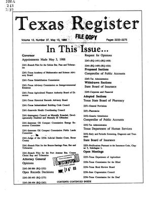Primary view of object titled 'Texas Register, Volume 13, Number 37, Pages 2233-2275, May 13, 1988'.
