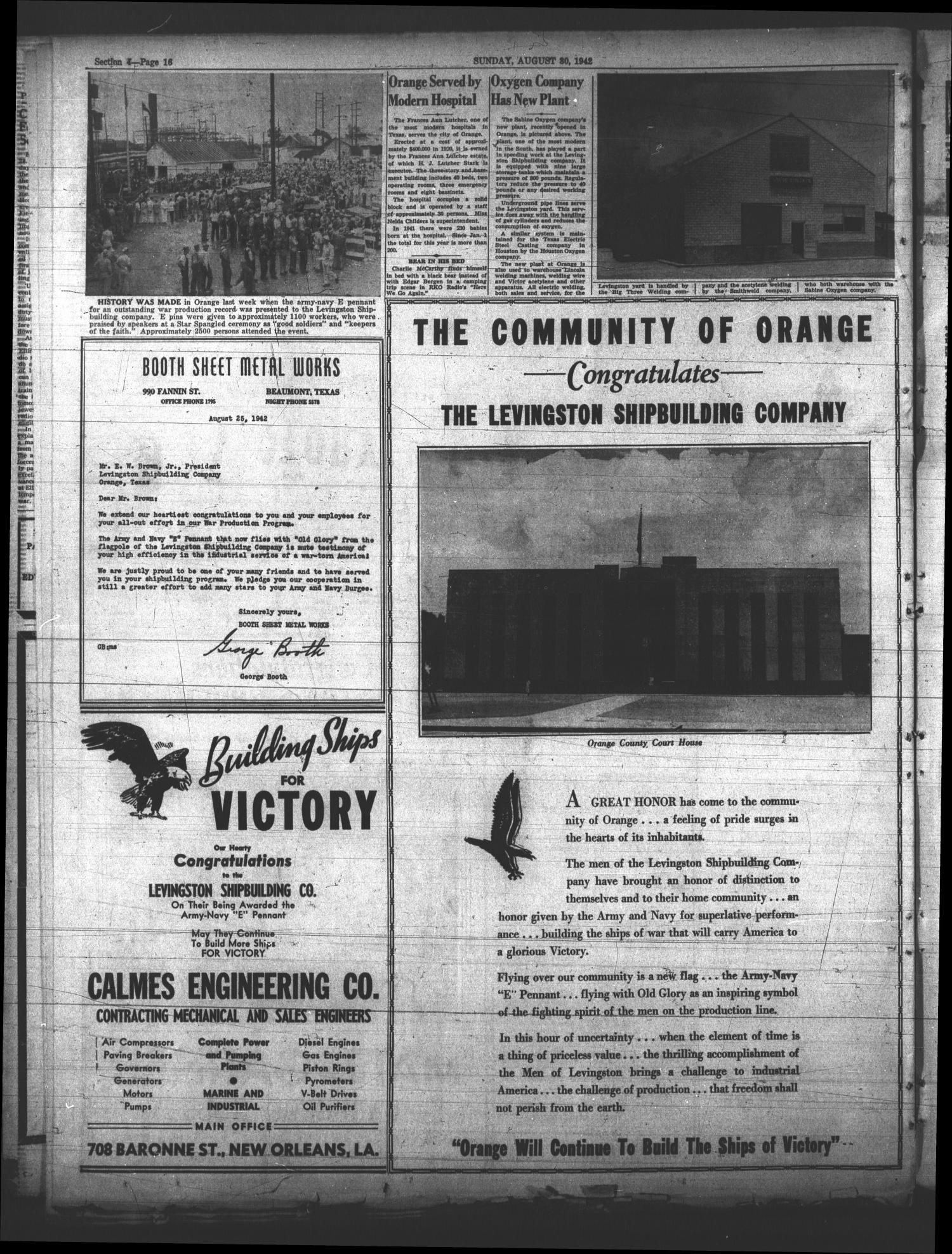 The Orange Leader (Orange, Tex.), Vol. 29, No. 205, Ed. 1 Sunday, August 30, 1942
                                                
                                                    [Sequence #]: 22 of 22
                                                