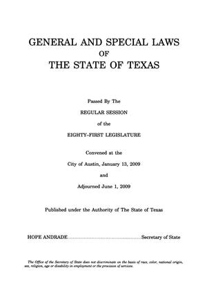 Primary view of object titled 'General and Special Laws of The State of Texas Passed By The Regular Session of the Eighty-First Legislature, Volume 4'.