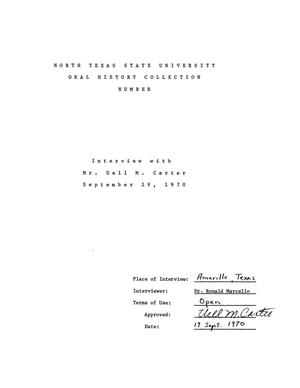 Primary view of object titled 'Oral History Interview with Uell M. Carter and George Killian, September 19, 1970'.