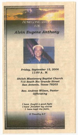 Primary view of object titled '[Funeral Program for Alvin Eugene Anthony, September 15, 2006]'.