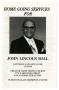 Pamphlet: [Funeral Program for John Lincoln Ball, January 24, 1998]