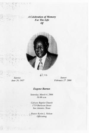 Primary view of object titled '[Funeral Program for Eugene Barnes, March 4, 2006]'.