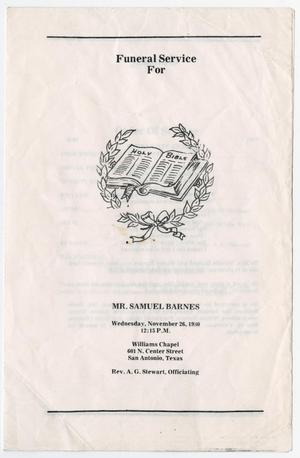 Primary view of object titled '[Funeral Program for Samuel Barnes, November 26, 1980]'.