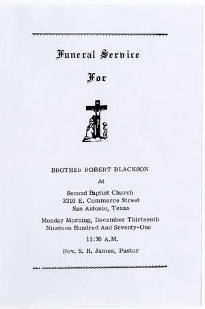 Primary view of object titled '[Funeral Program for Robert Blackson, December 13, 1971]'.