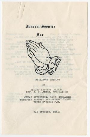 Primary view of object titled '[Funeral Program for Horace Briscoe, March 12, 1973]'.