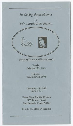 Primary view of object titled '[Funeral Program for Laruis Don Brooks, December 28, 1992]'.