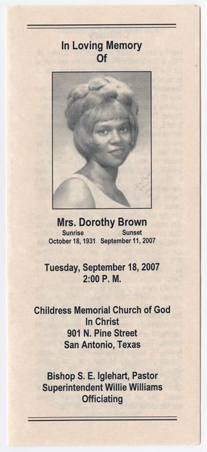 Primary view of object titled '[Funeral Program for Dorothy Brown, September 18, 2007]'.