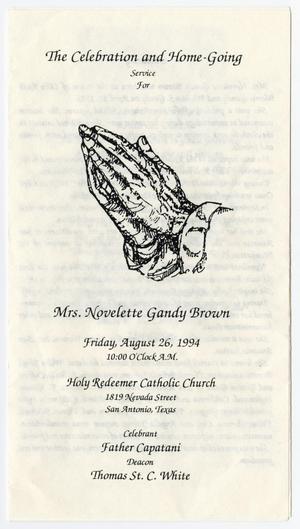 Primary view of object titled '[Funeral Program for Novelette Gandy Brown, August 26, 1994]'.