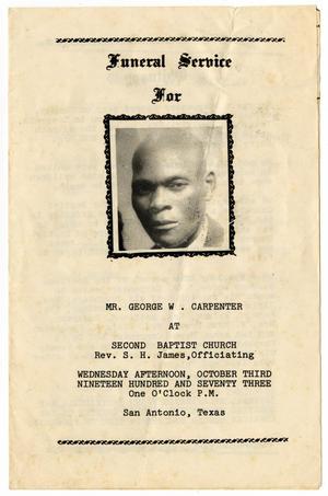 Primary view of object titled '[Funeral Program for George W. Carpenter, October 3, 1973]'.