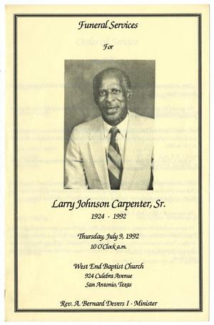 Primary view of object titled '[Funeral Program for Larry Johnson Carpenter, Sr., July 9, 1992]'.
