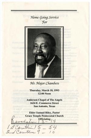 Primary view of object titled '[Funeral Program for Major Chambers, March 18, 1993]'.